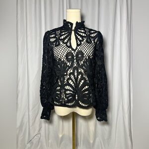 Anthropologie Embroidered Lace Top | XS